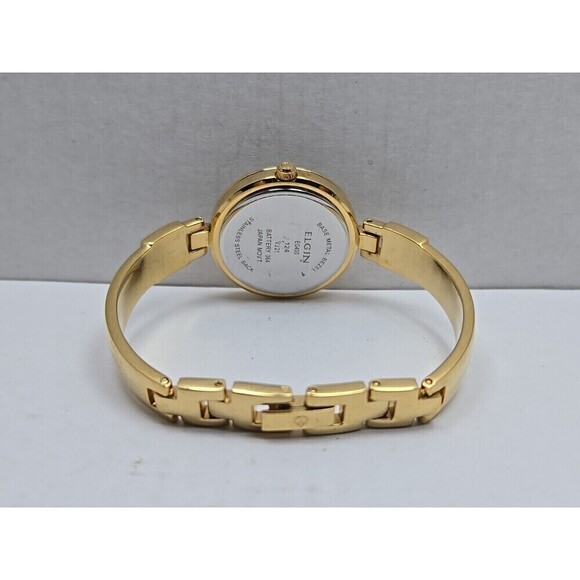 Elgin EG400 124 VJ21 Gold Tone Crystal Quartz Ladies Watch New Battery Vintage main image 6